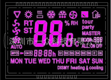 批发开模定制 VA段码液晶屏 黑底白字 高对比度 彩色黑膜 家用电器 按摩仪 车载表盘LCD