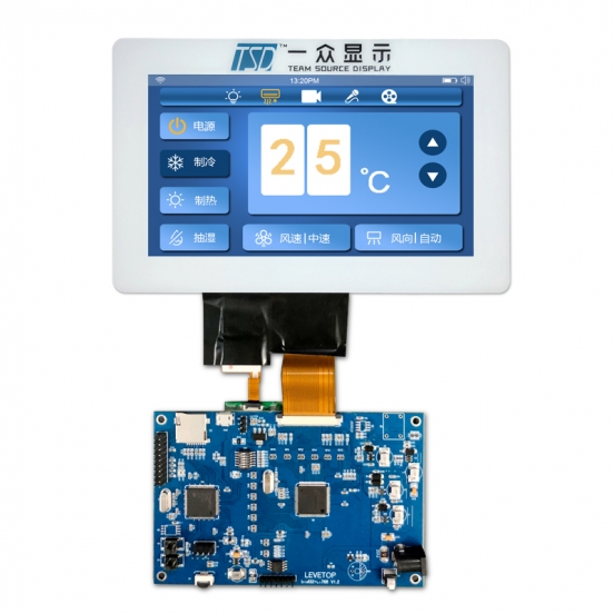 供应7寸智能家居LCD屏 高亮 带白色电容盖板 可定制颜色 logo 带1963板子 MCU接口 厂家直销 