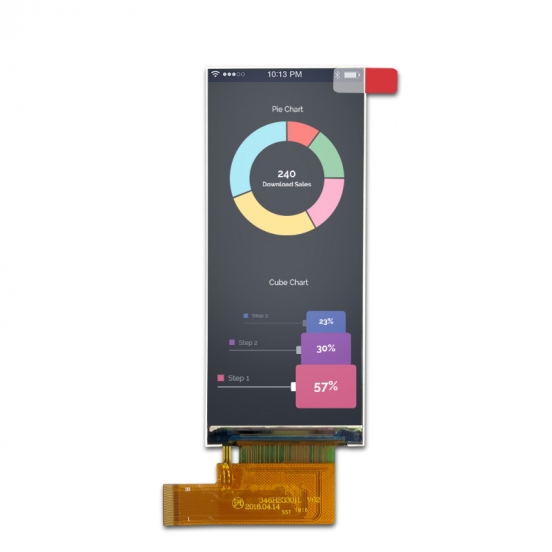 厂家供应 3.46寸lcd显示 340*800分辨率 超宽视角IPS RGB接口 可定制触摸 工控tft 